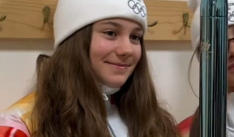 Arina Maturi di Pinzolo ha portato la torcia olimpica in Val Gardena