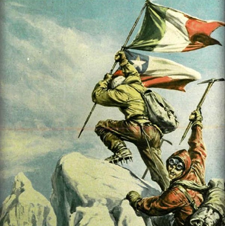 Ore 11 del 7 marzo 1956: Clemente Maffei Gueret di Pinzolo e Carlo Mauri conquistano il Monte Sarmiento