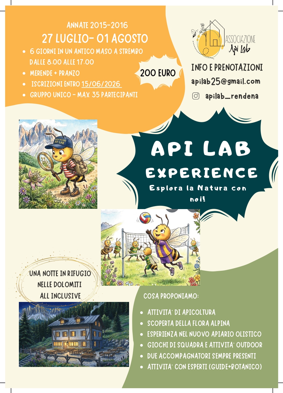 “API LAB EXPERIENCE Esplora la Natura con noi!” Strembo 27 luglio – 1 agosto 2026