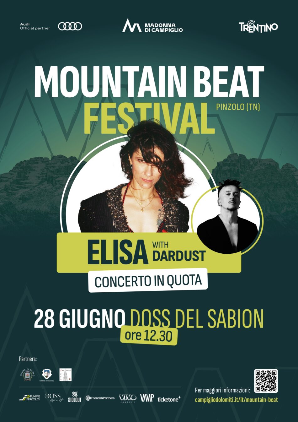 PINZOLO: Elisa with Dardust a Pinzolo-Doss del Sabion per il Mountain Beat Festival di giugno 2026