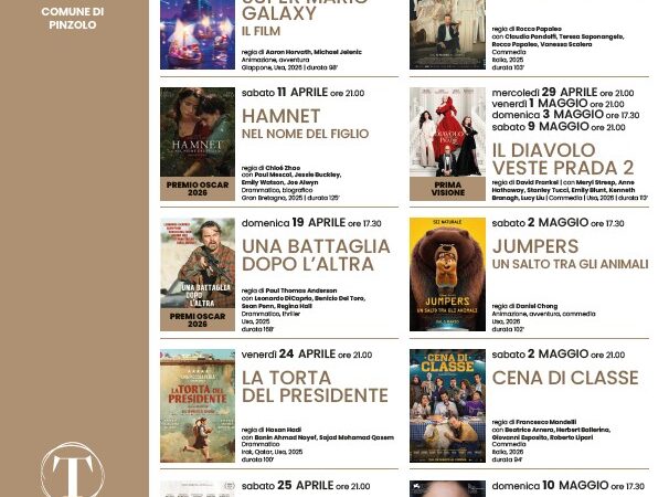 Cinema a Pinzolo: Programmazione film Aprile/Maggio