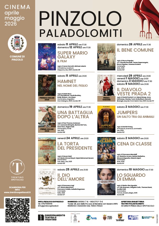 Cinema a Pinzolo: Programmazione film Aprile/Maggio