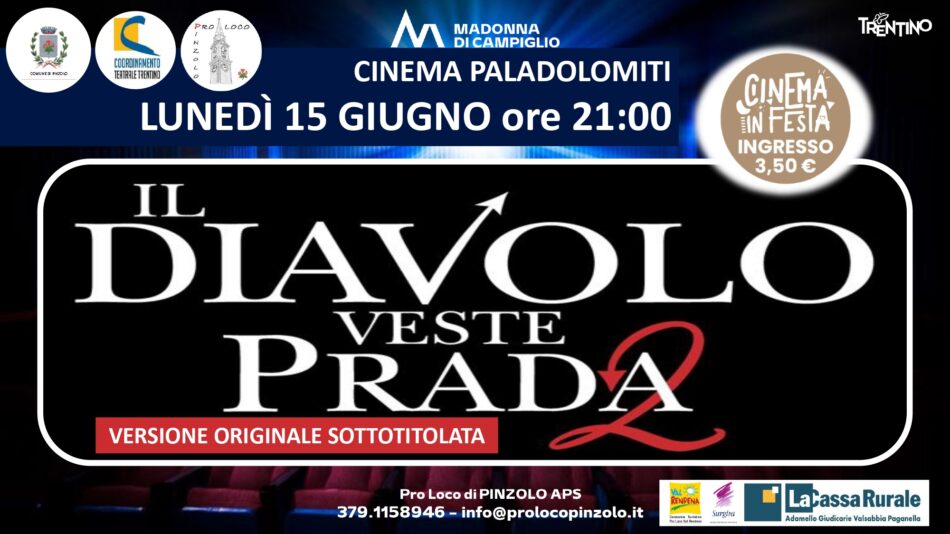 Film a 3,5 euro: Lunedì 15 giugno ore 21 “Il Diavolo veste Prada 2”
