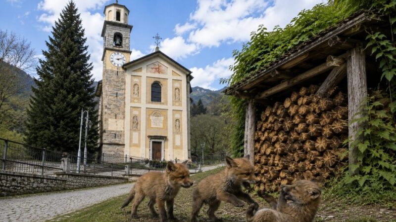 VOLPACCHIOTTI A PREORE: la mamma trova rifugio vicino alla chiesa