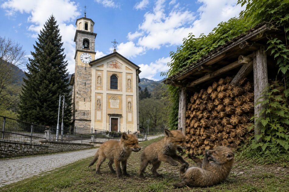 VOLPACCHIOTTI A PREORE: la mamma trova rifugio vicino alla chiesa