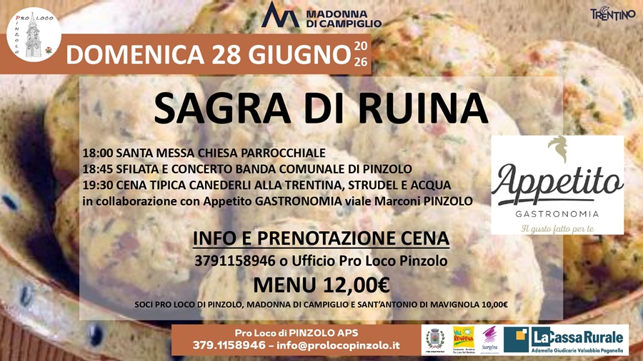 Pinzolo Domenica 28 giugno “SAGRA DI RUINA”