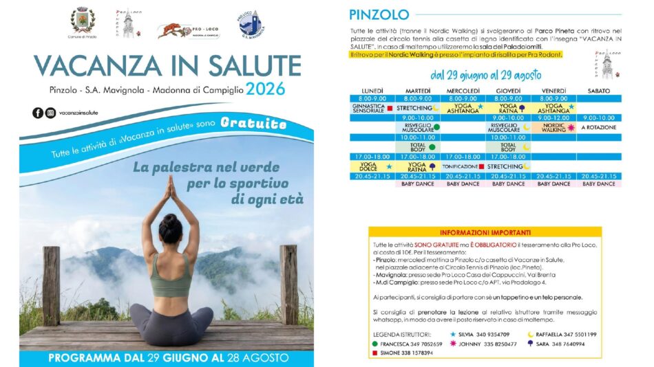 Pinzolo – Estate 2026: “Vacanze in salute”