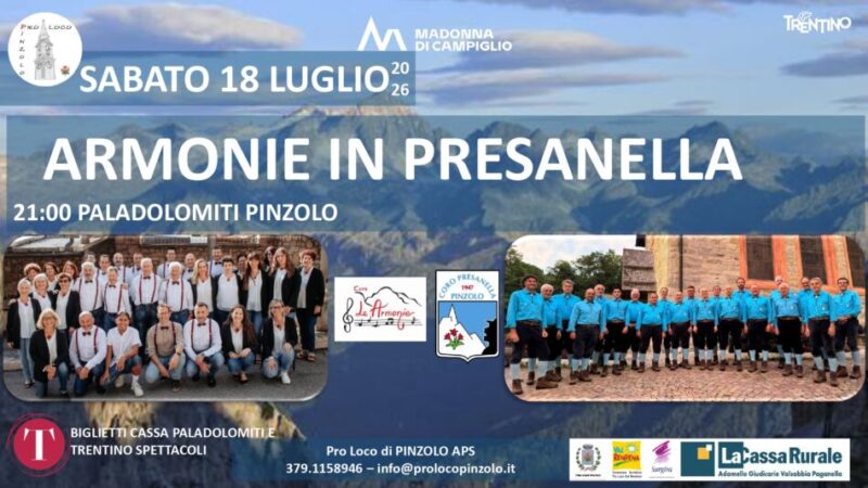 Rassegna “Ritmi d’estate” – Sabato 18 luglio ore 21 “ARMONIE IN PRESANELLA”