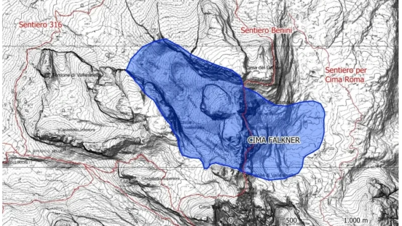 Cima Falkner nel gruppo di Brenta, restano chiusi il sentiero Benini e l’area della vedretta di Vallesinella inferiore e superiore