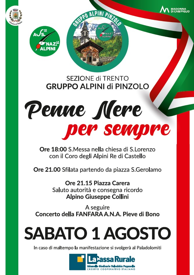 Pinzolo Sabato 1° agosto “Penne Nere PER SEMPRE”
