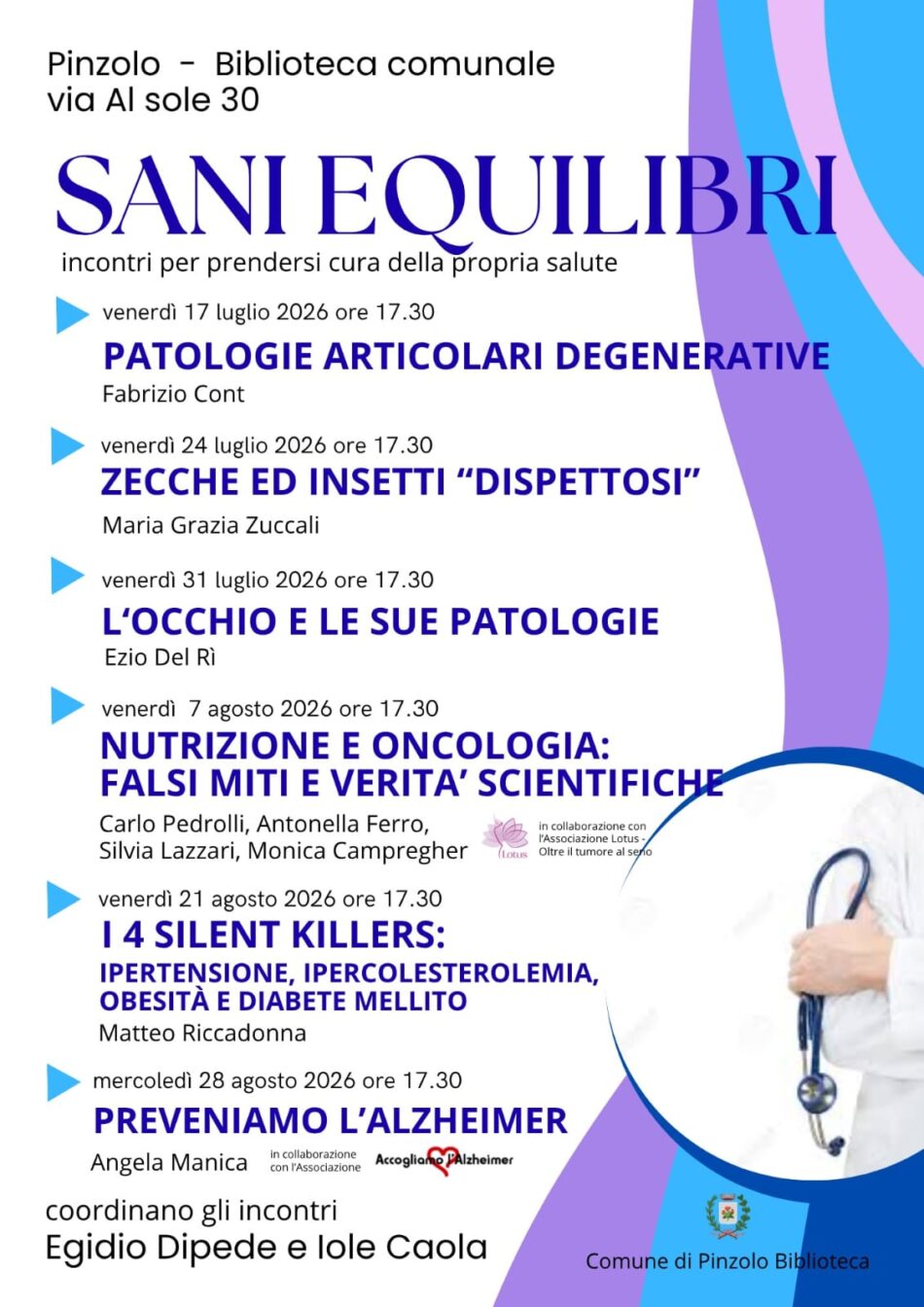 Biblioteca Pinzolo Venerdì 17 luglio ore 17.30 “SANI EQUILIBRI”