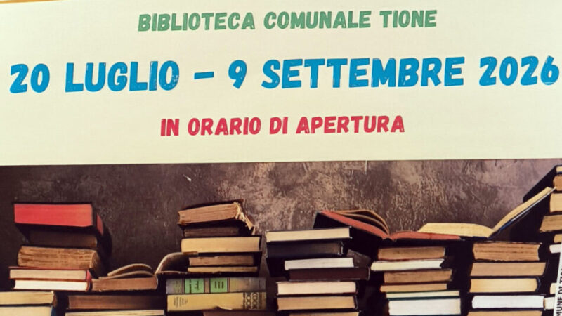 TIONE – alla Biblioteca Comunale torna il Mercatino del Libro Usato