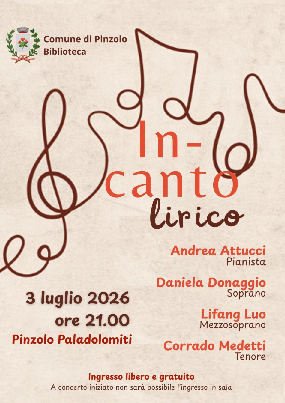 Pinzolo 3 luglio ore 21 Paladolomiti “IN-CANTO LIRICO”