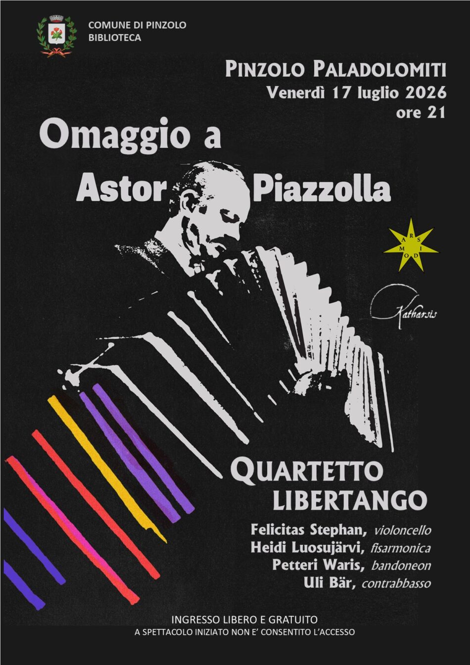 Pinzolo Paladolomiti Venerdì 17 luglio ore 21 “Omaggio a ASTOR PIAZZOLLA”