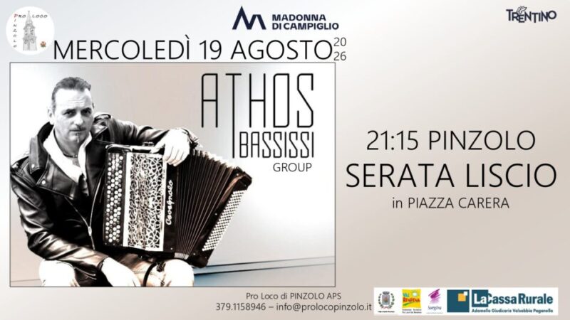 Pinzolo Mercoledì 19 agosto ore 21.15 “Serata Liscio in piazza Carera”
