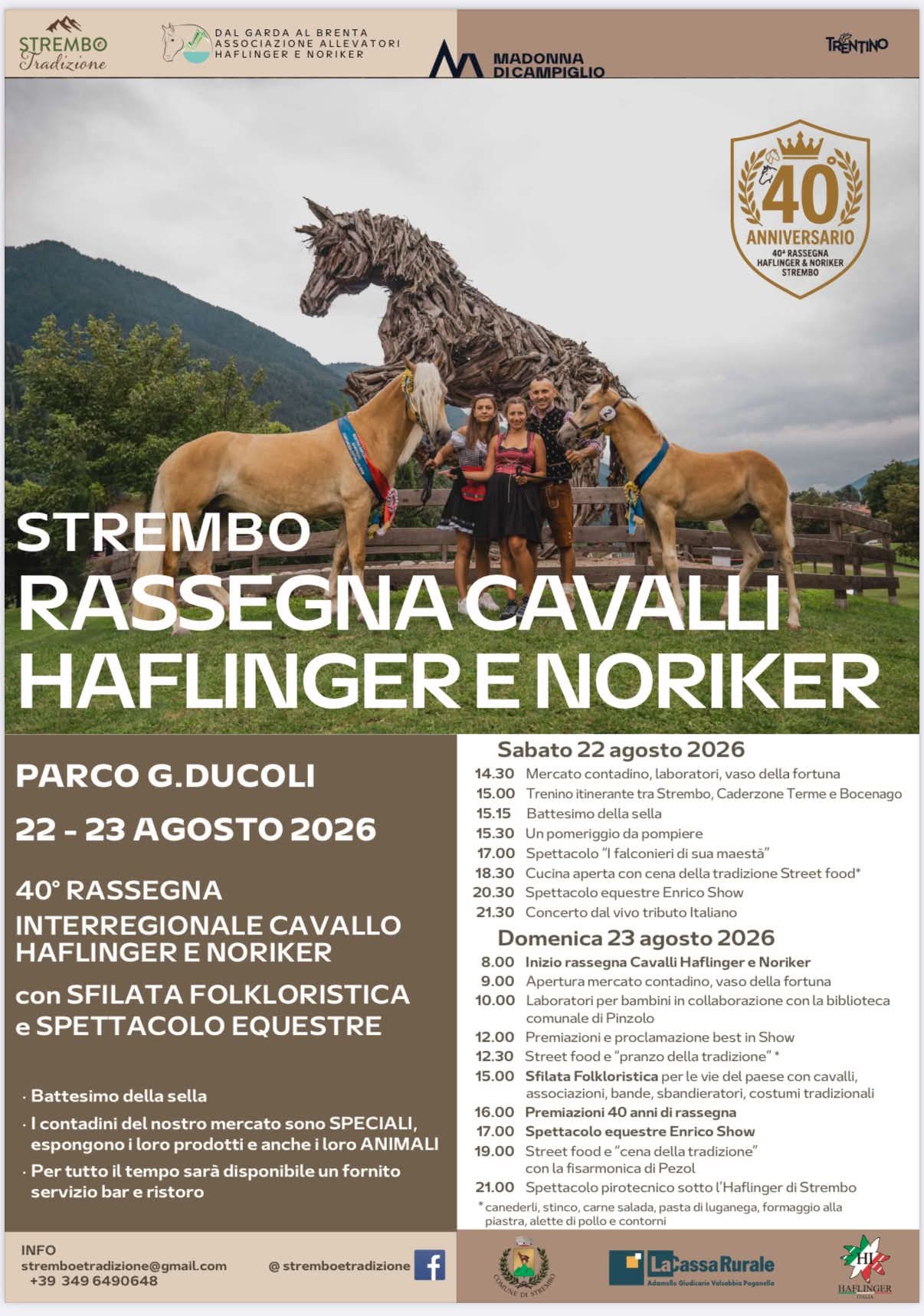 Strembo 22-23 agosto: 40^ edizione “Rassegna Cavalli Haflinger e Noriker”