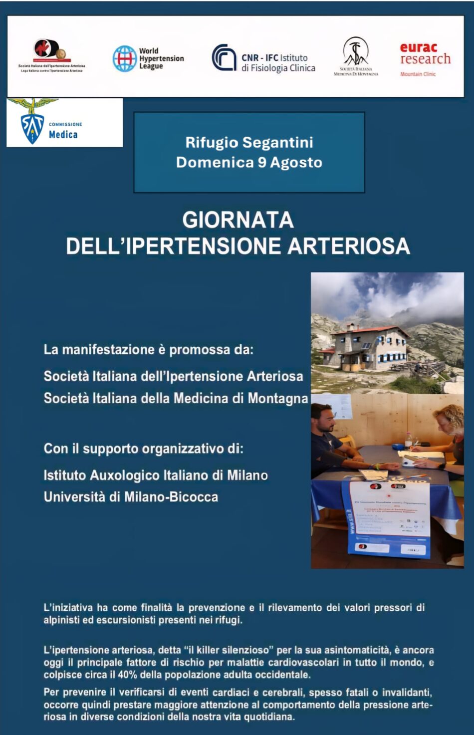 Rifugio Segantini Domenica 9 agosto “Giornata dell’ipertensione arteriosa”