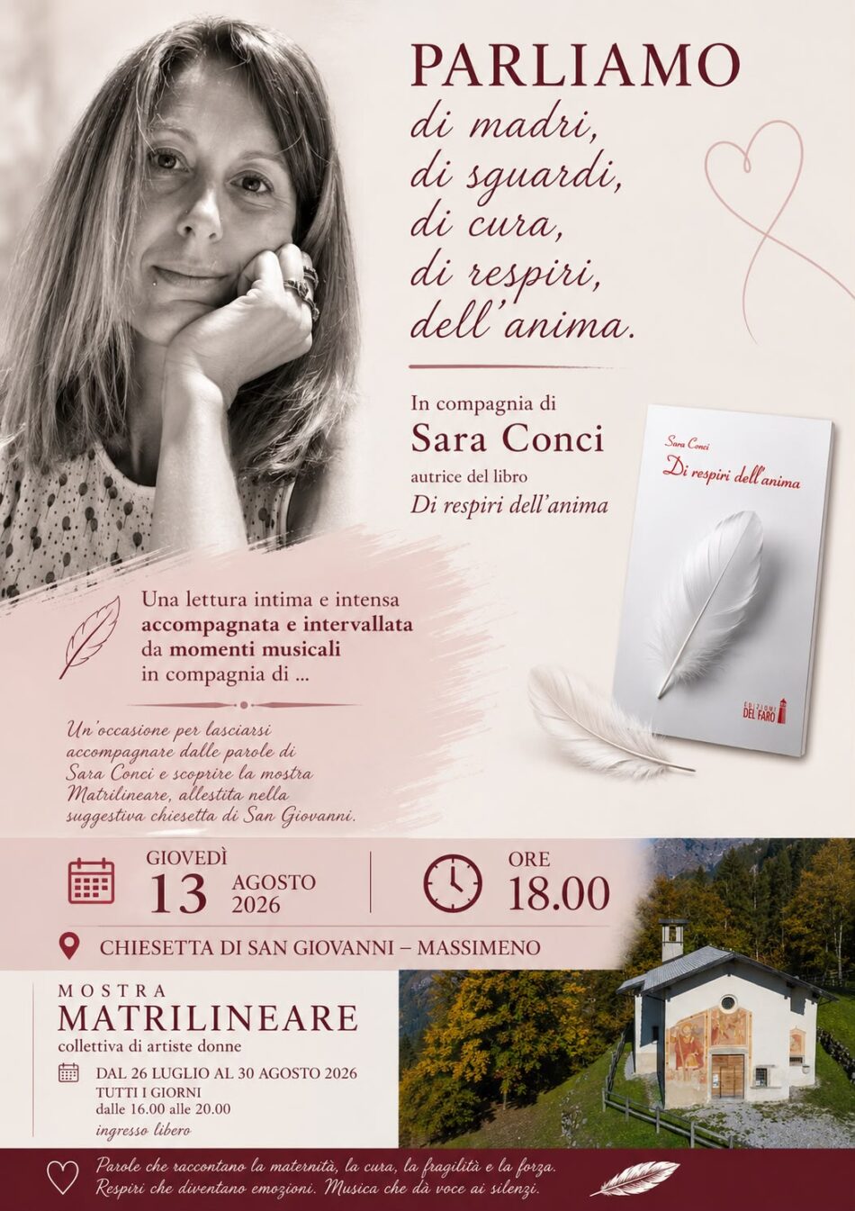 Massimeno, parole e musica nella chiesetta di San Giovanni con Sara Conci