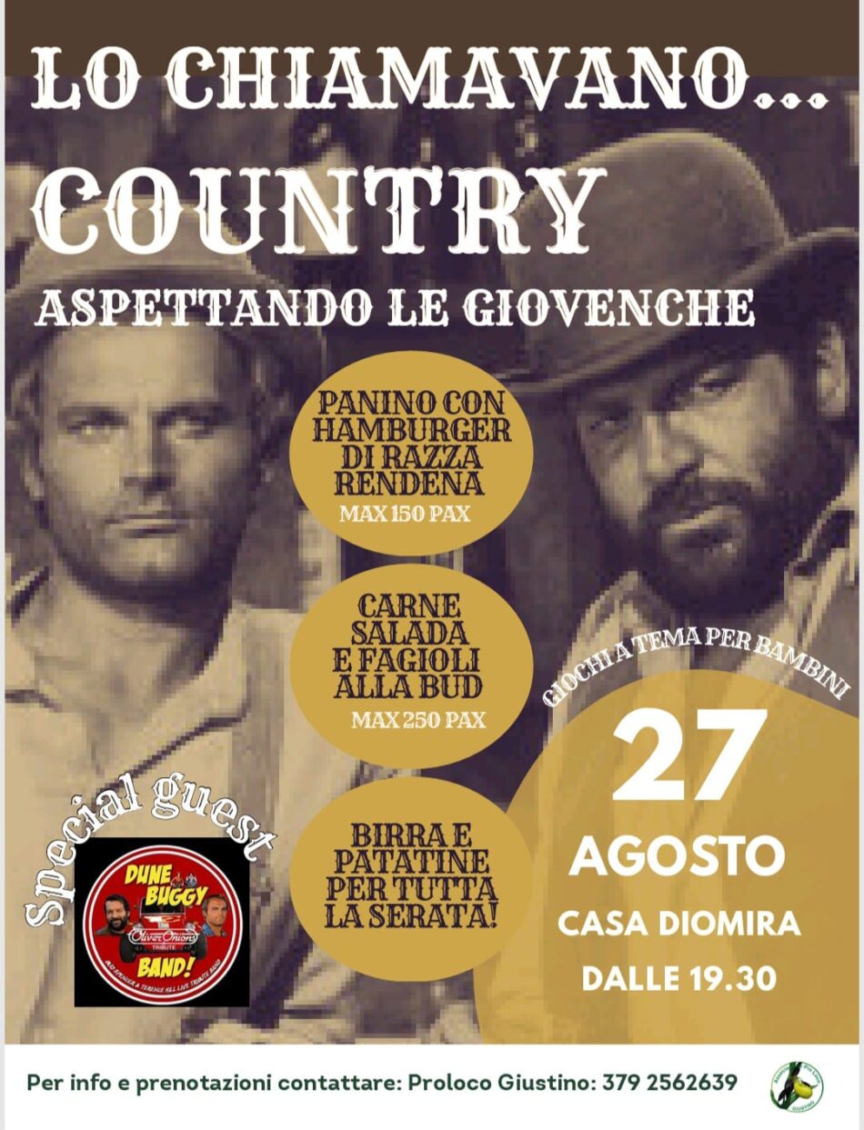 Giustino 27 agosto “Lo chiamavano COUNTRY – Aspettando le Giovenche”