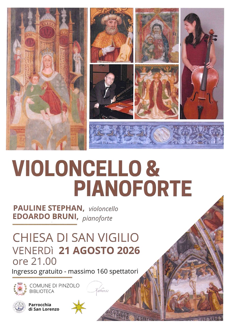 Pinzolo Chiesa San Vigilio Venerdì 21 agosto ore 21 “Violoncello & pianoforte”