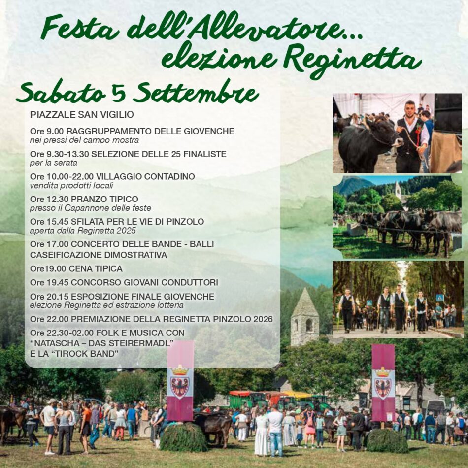 Giovenche di razza Rendena Sabato 5 settembre FESTA DELL’ALLEVATORE E SFILATA DELLE GIOVENCHE