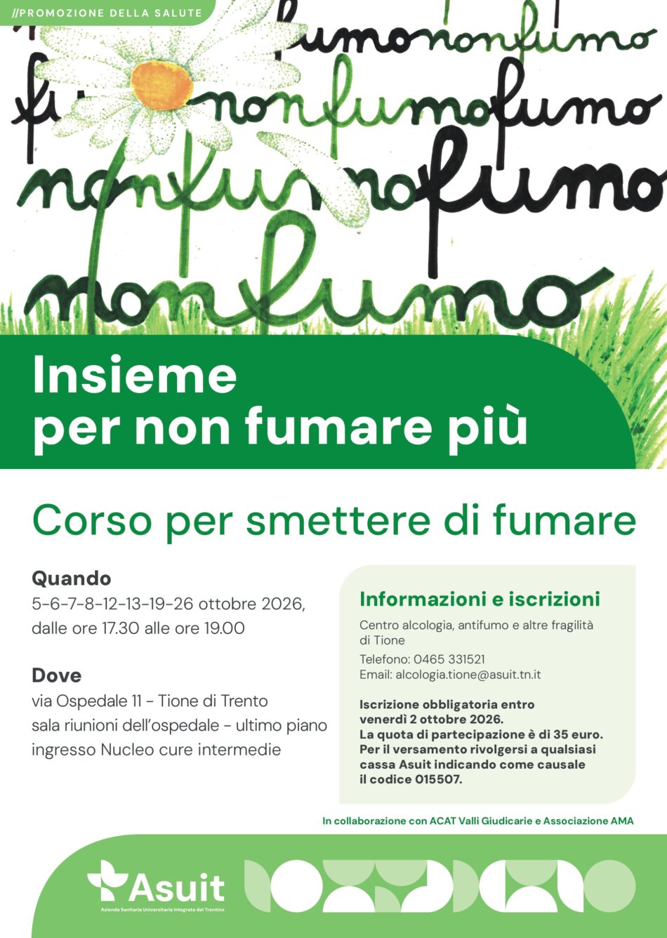 CORSO PER SMETTERE DI FUMARE – ottobre 2026