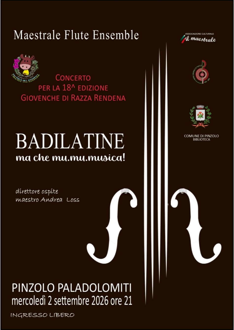 Giovenche di Rendena: Mercoledì 2 settembre ore 21 “BADILATINE ma che mu.mu.musica!” al Paladolomiti