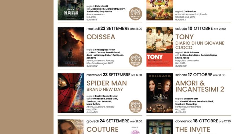 Cinema a Pinzolo: Programmazione film settembre/ottobre