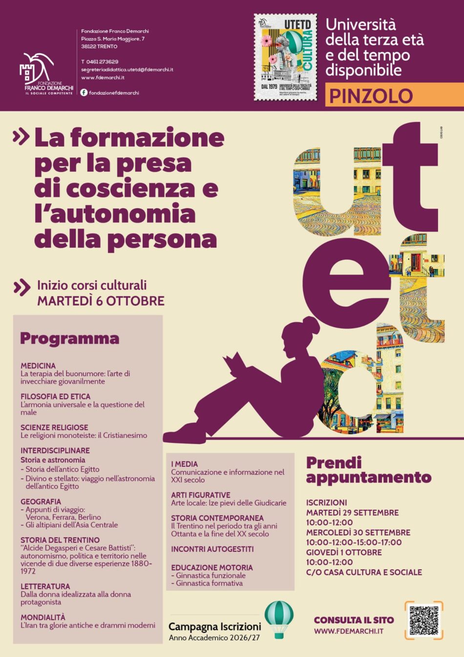 Pinzolo: Università della terza età e del tempo disponibile – Campagna Iscrizioni anno accademico 2026/2027