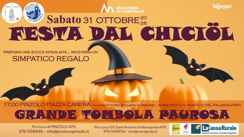 Pinzolo Sabato 31 ottobre “Festa dal Chichöl” in piazza Carera