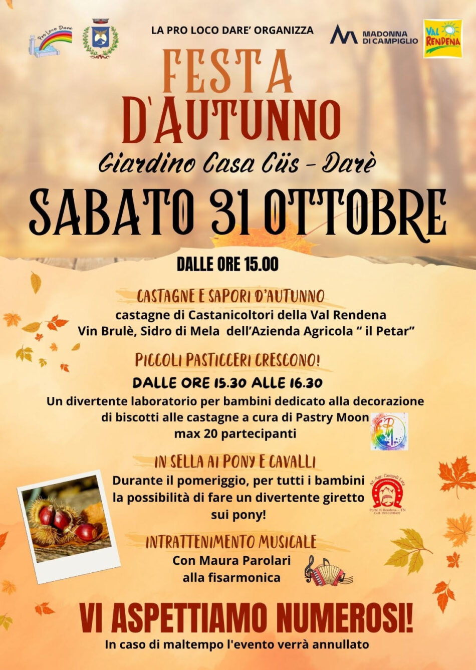 Darè Casa Cus Sabato 31 ottobre “Festa d’Autunno”