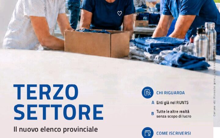 TERZO SETTORE Il nuovo elenco provinciale