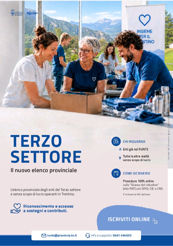 TERZO SETTORE Il nuovo elenco provinciale