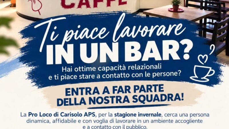 Vorresti lavorare al bar palazzetto di Carisolo?