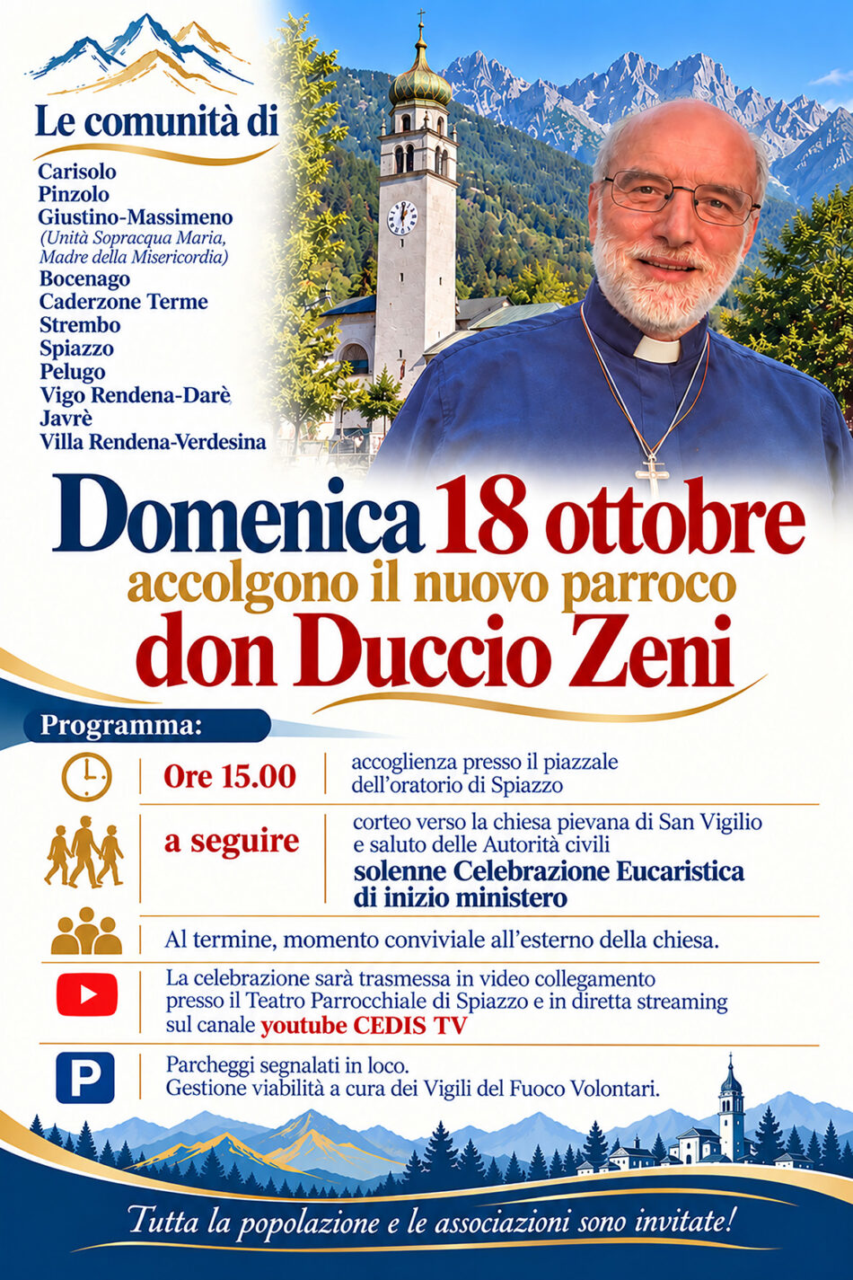 Domenica 18 ottobre Le Comunità della Rendena accolgono il nuovo parroco don DUCCIO ZENI